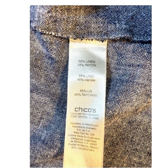 Chico's Linen Blend Crossdye Vest Size XL Chambray Dark Blue Lagenlook Versatile - Picture 5 of 5
